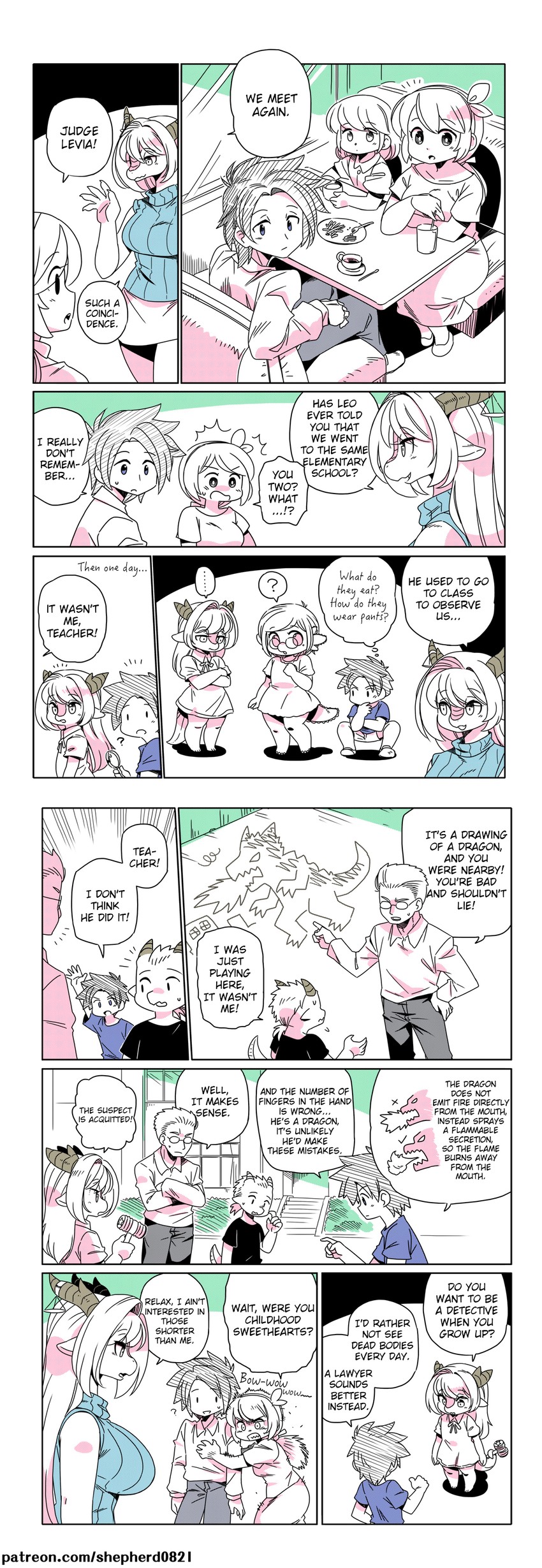 wendy, levia, jennifer, and leo (modern mogal) drawn by shepherd0821