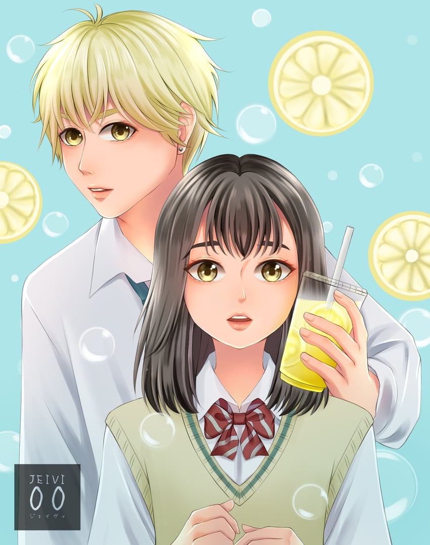 miura kai and ishimori uka (honey lemon soda) drawn by jeivi