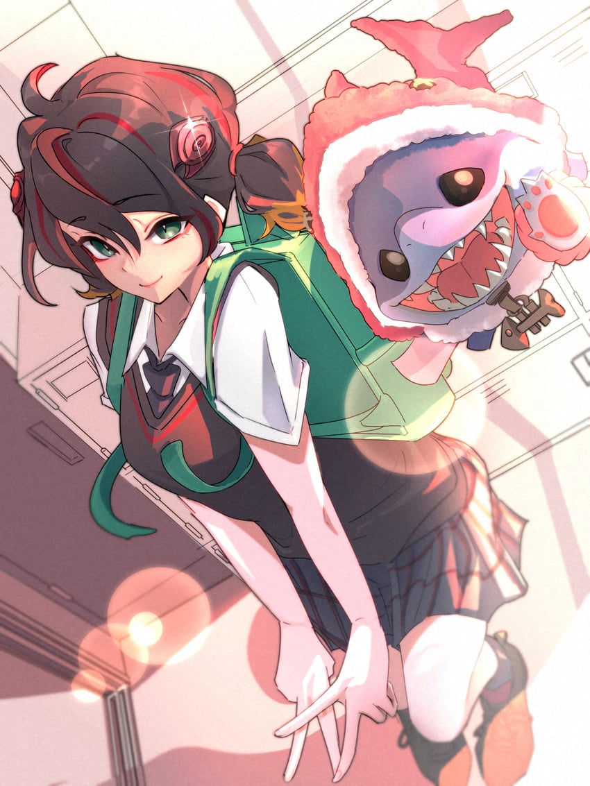peni parker and jeff the land shark (marvel and 2 more) drawn by misono_(misono_ttt)