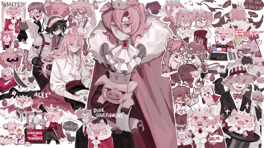 crewmate, technoblade, impostor, ranboo, quackity, and 6 more (minecraft and 7 more) drawn by nijuedenihenyoumoshima and peeco_0