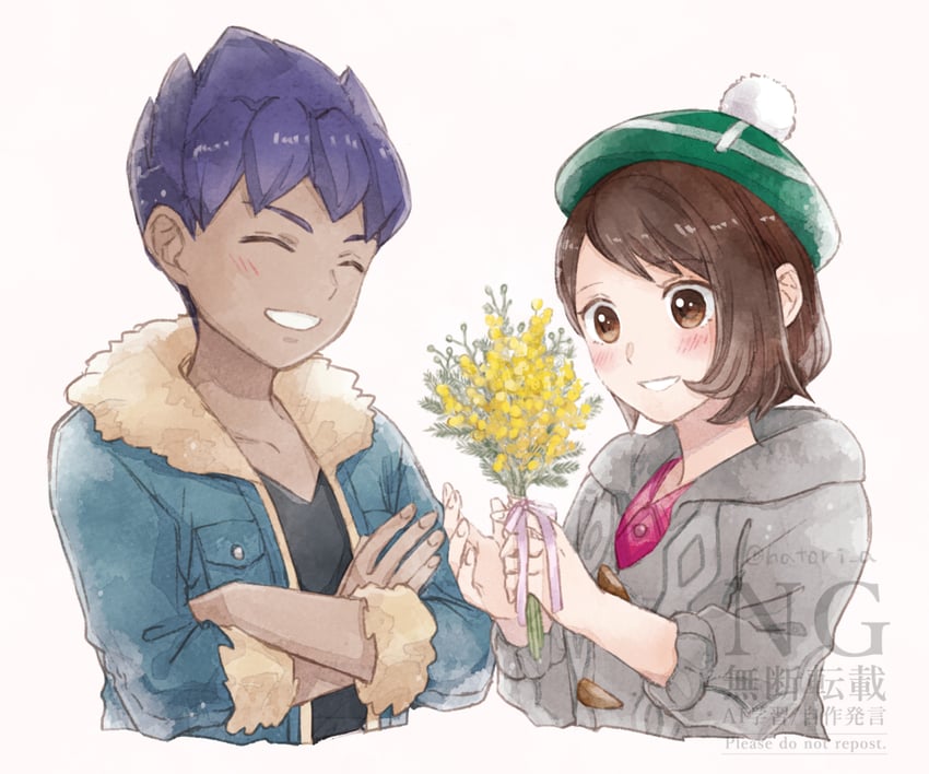 gloria and hop (pokemon and 1 more) drawn by hatori_a