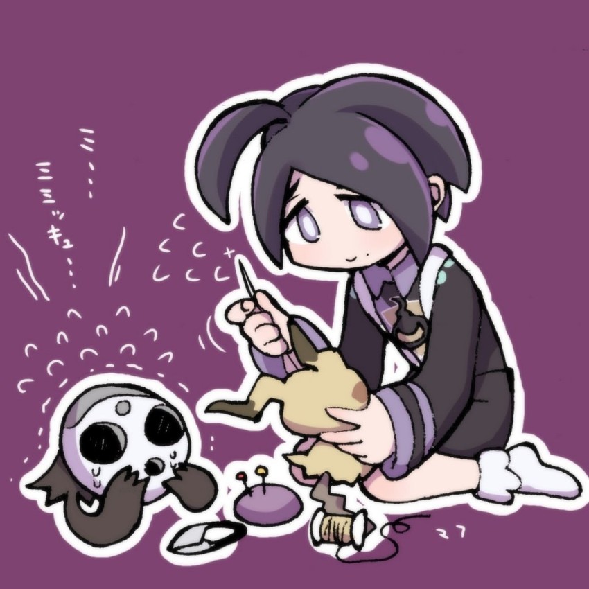 mimikyu and allister (pokemon and 1 more) drawn by mufksin