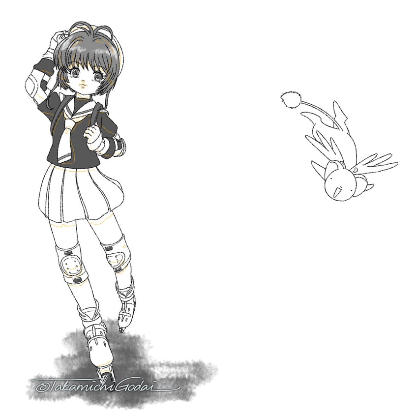 kinomoto sakura and kero (cardcaptor sakura) drawn by takamichi_godai