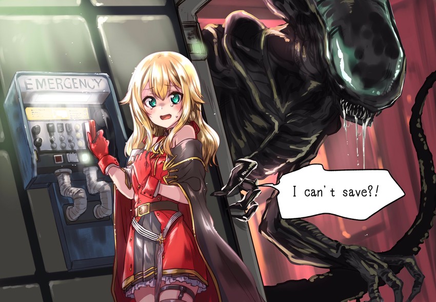 xenomorph and hoshino char (alien and 2 more) drawn by kuroi_mimei