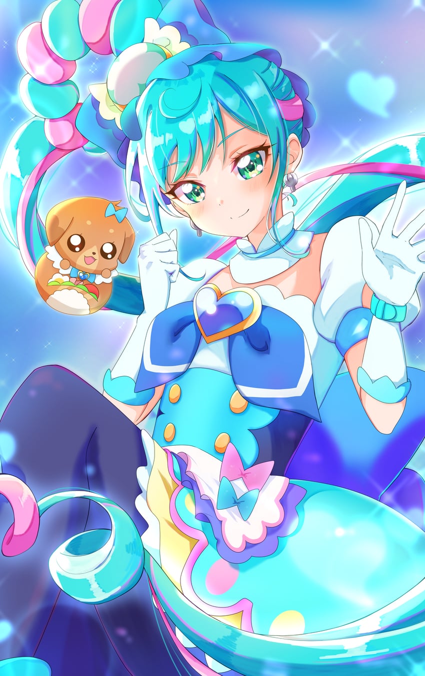 fuwa kokone, pam-pam, and cure spicy (precure and 1 more) drawn by sugimura_mickey