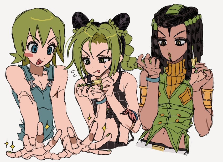 kujo jolyne, foo fighters, and ermes costello (jojo no kimyou na bouken and 1 more) drawn by fu_r_y