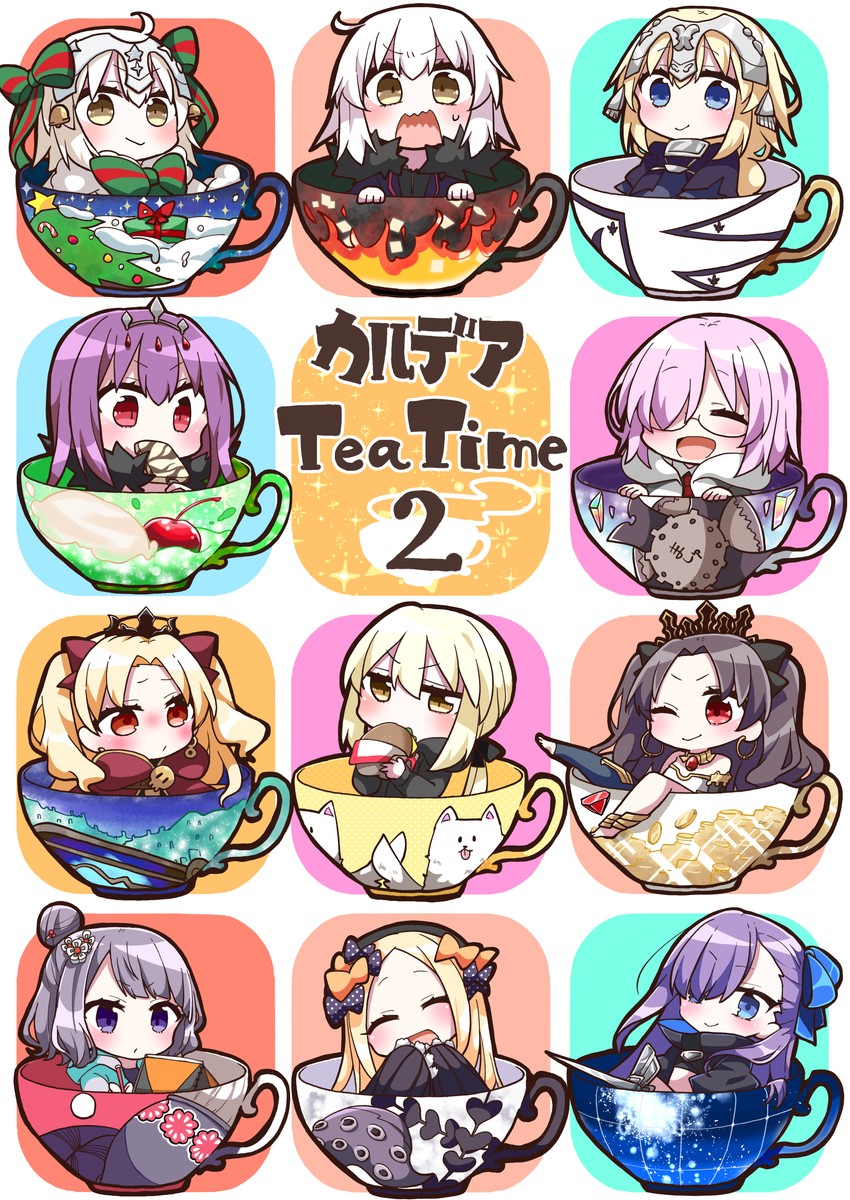 artoria pendragon, mash kyrielight, jeanne d'arc alter, abigail williams, scathach, and 8 more (fate and 1 more) drawn by jako_(jakoo21)