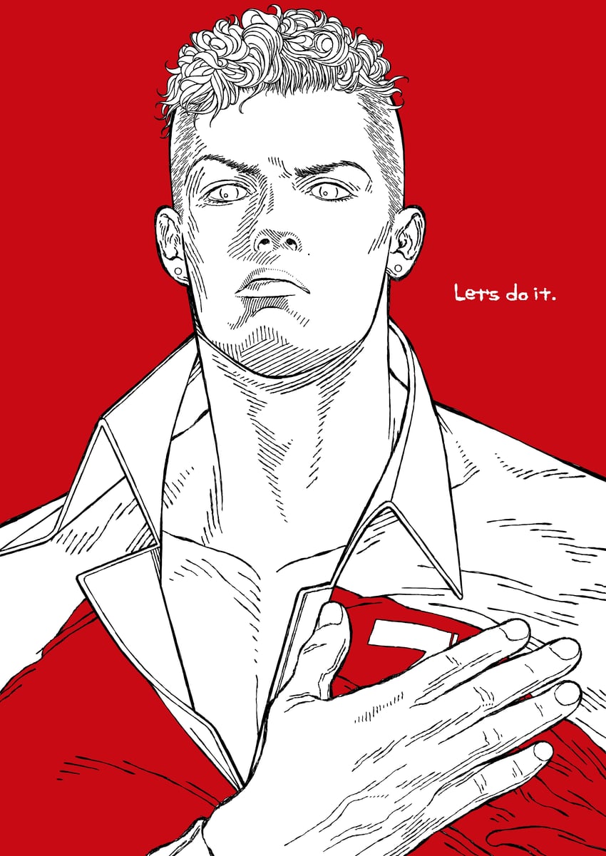 cristiano ronaldo (real life and 2 more) drawn by yoshihara_motoki