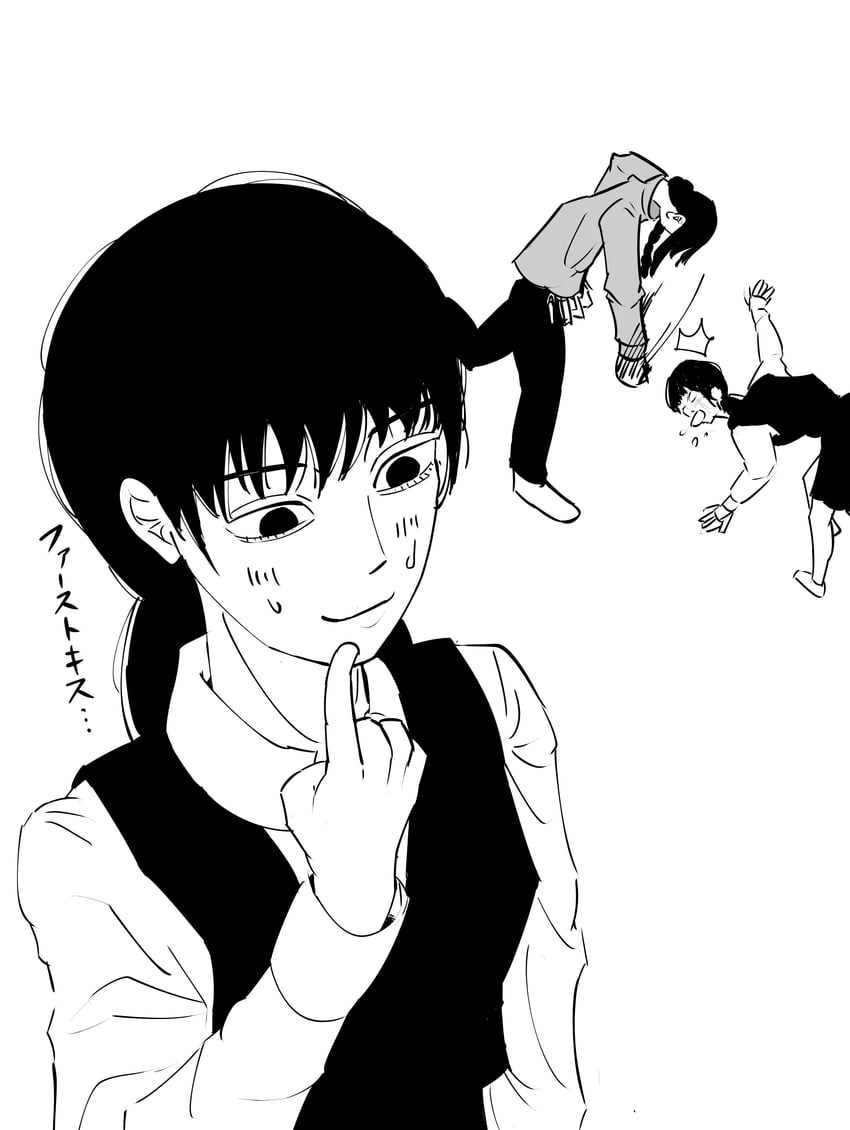 yoru, mitaka asa, and nayuta (chainsaw man) drawn by osumanshikago