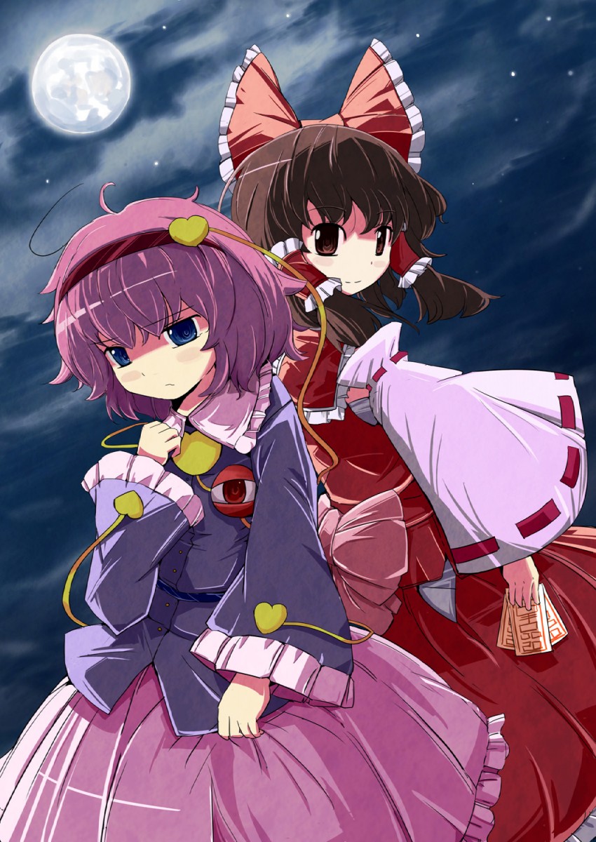 hakurei reimu and komeiji satori (touhou) drawn by hitsuji_(artist)