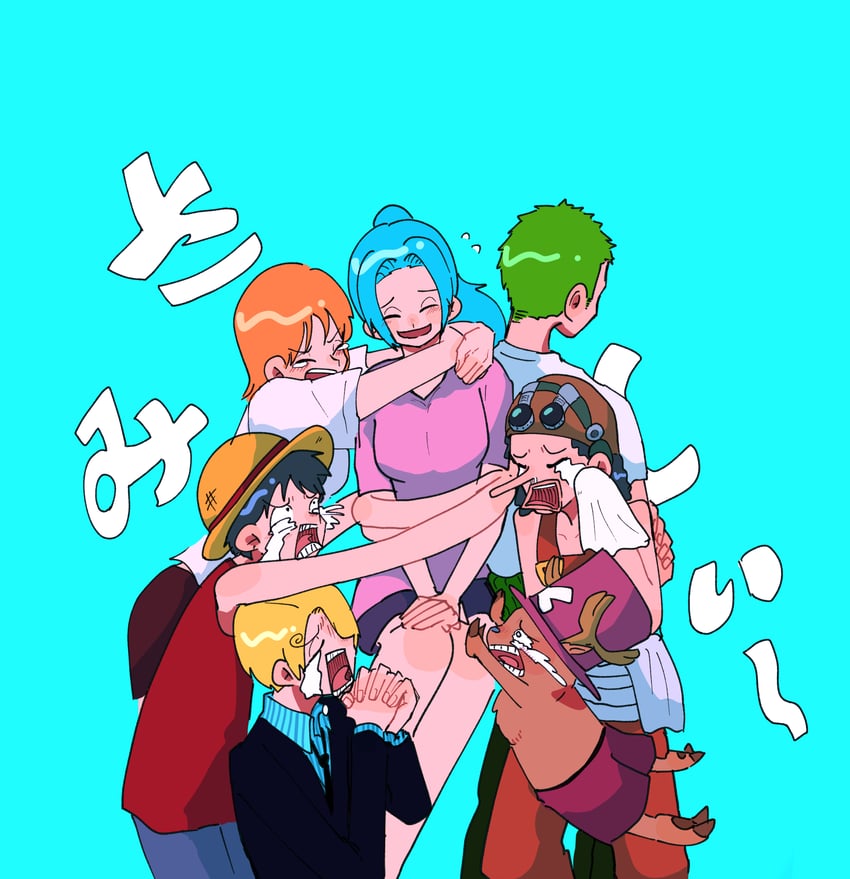 nami, monkey d. luffy, roronoa zoro, sanji, tony tony chopper, and 2 more (one piece) drawn by onohi