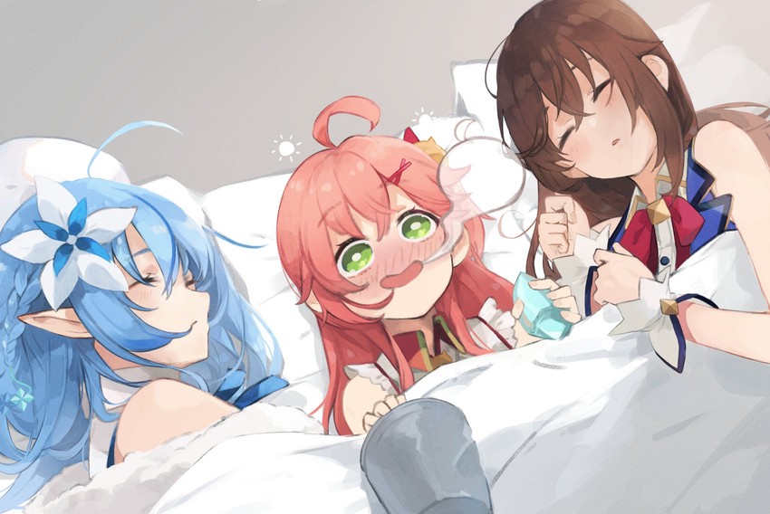 sakura miko, yukihana lamy, and tokino sora (hololive) drawn by kase_(kurimuzone_oruta)