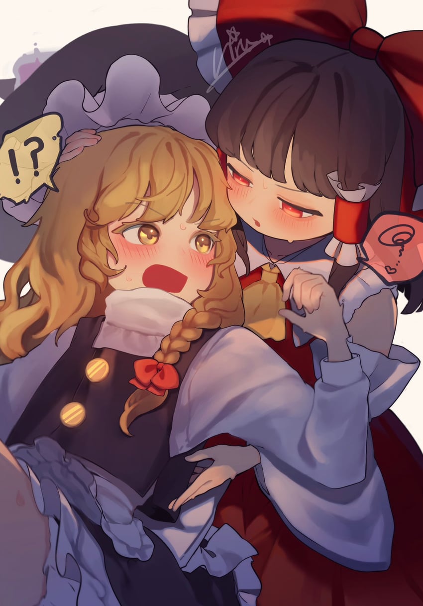 hakurei reimu and kirisame marisa (touhou) drawn by niru_(ka_k_0517)