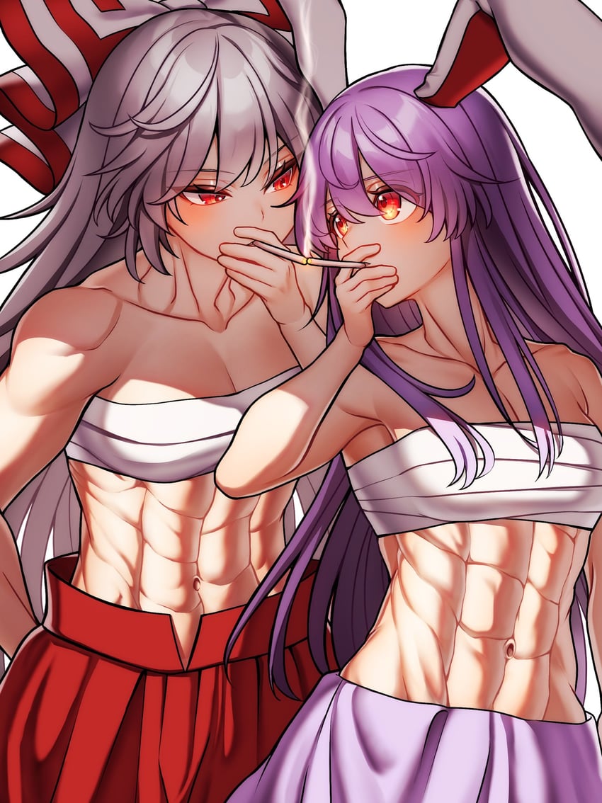 reisen udongein inaba and fujiwara no mokou (touhou) drawn by waramori_fuzuka