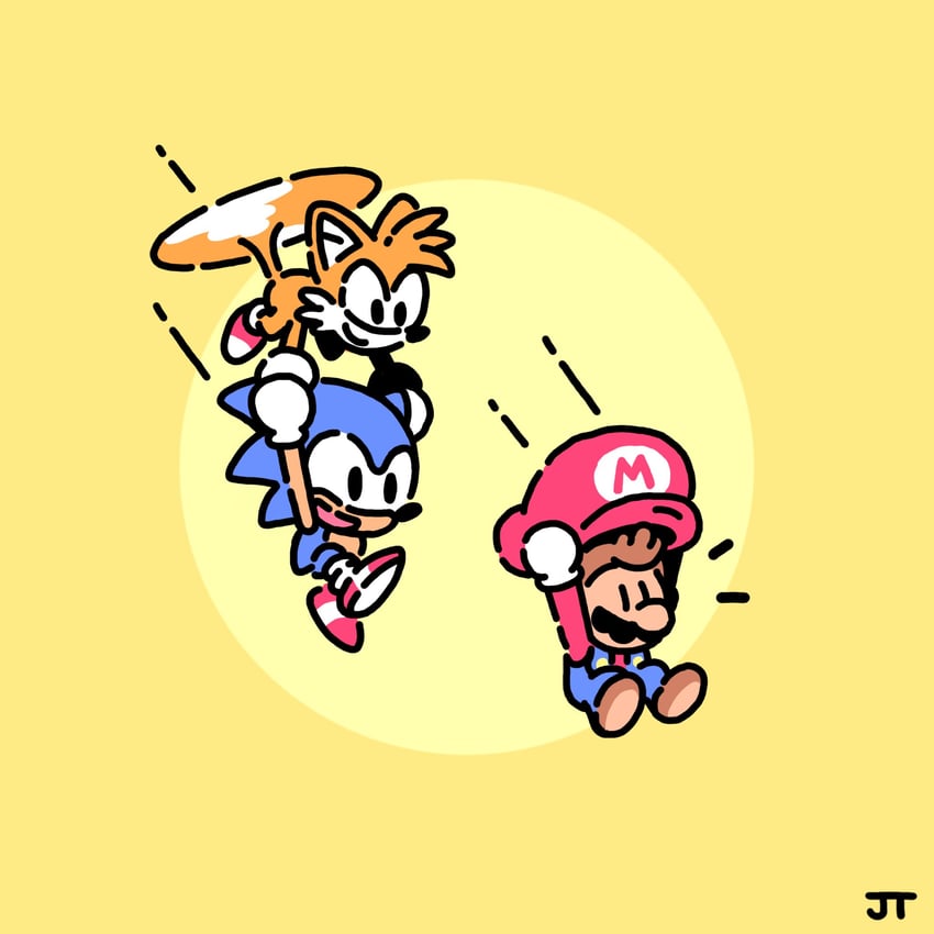 mario, sonic the hedgehog, tails, and classic sonic (mario and 4 more) drawn by james_turner