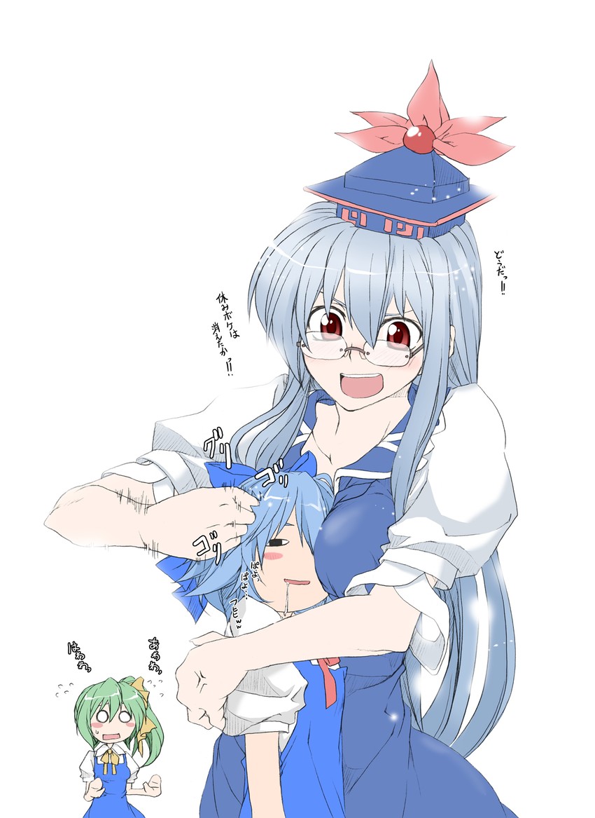 cirno, kamishirasawa keine, and daiyousei (touhou) drawn by elf_(stroll_in_the_woods)