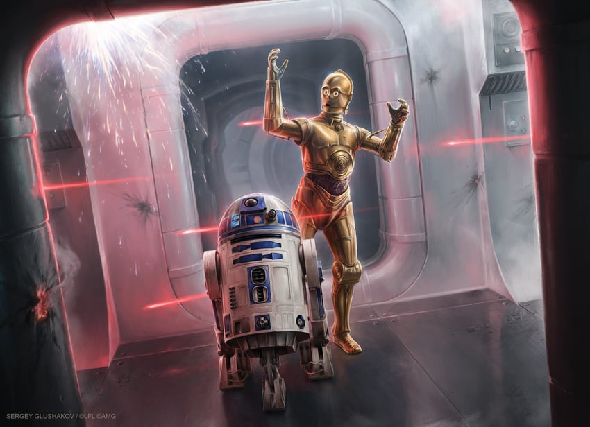 r2-d2 and c-3po (star wars and 1 more) drawn by sergey_glushakov
