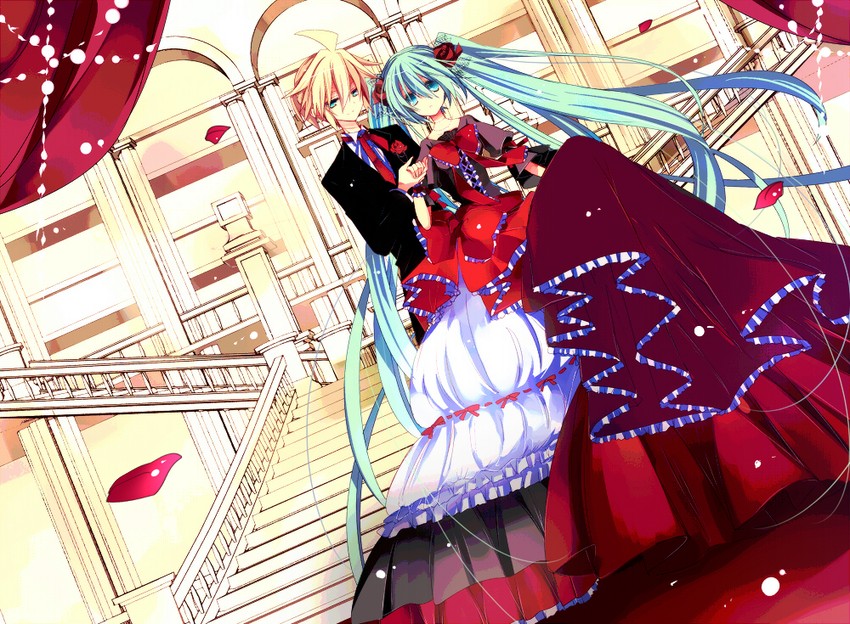 hatsune miku and kagamine len (vocaloid) drawn by pima_mashiro