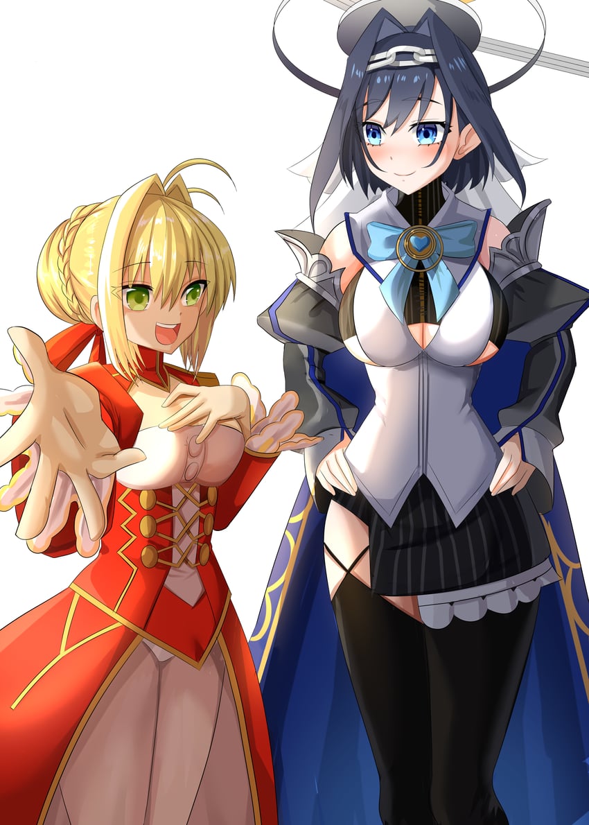 nero claudius and ouro kronii (fate and 3 more) drawn by lunaticreisen29