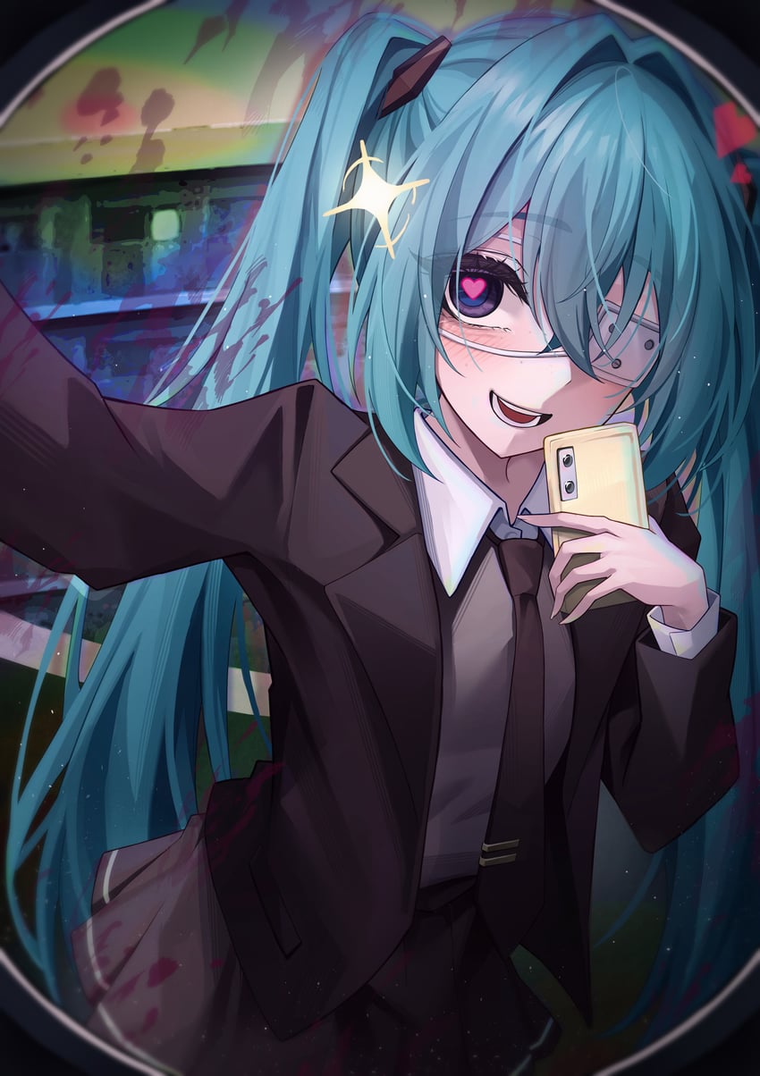 hatsune miku (vocaloid and 1 more) drawn by hidel