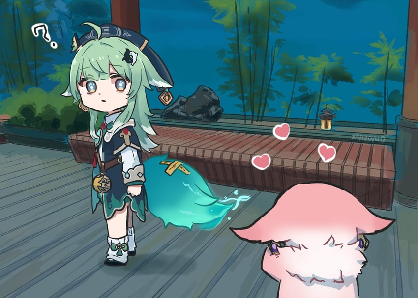 yae miko and huohuo (genshin impact and 3 more) drawn by xinzoruo