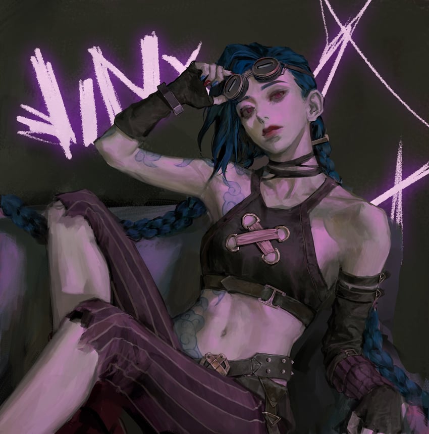 jinx and arcane jinx (league of legends and 1 more) drawn by ateli_er