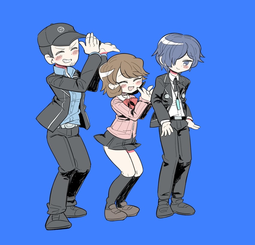 yuuki makoto, takeba yukari, and iori junpei (persona and 1 more) drawn by umainaotofu
