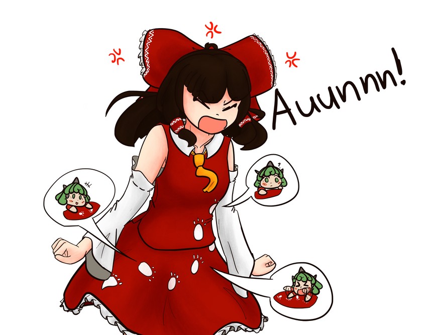 hakurei reimu and komano aunn (touhou and 1 more) drawn by senatorsnowbear