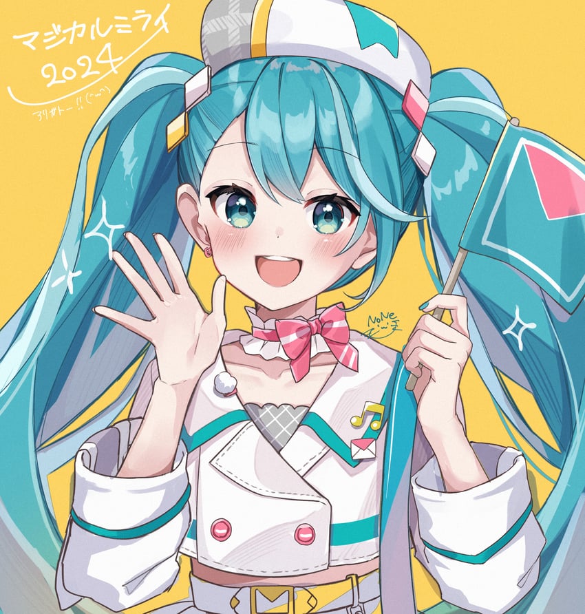hatsune miku and magical mirai miku (vocaloid and 1 more) drawn by noneon319