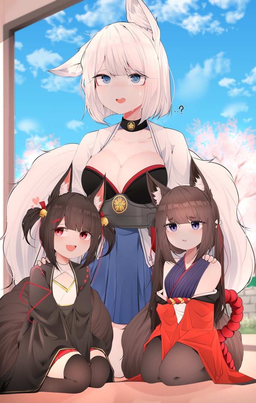 kaga, amagi-chan, and akagi-chan (azur lane) drawn by samip