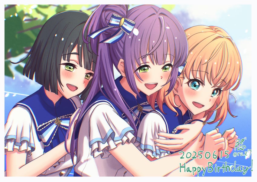hinoshita kaho, otomune kozue, and momose ginko (love live! and 1 more) drawn by roze_(ro_z7)