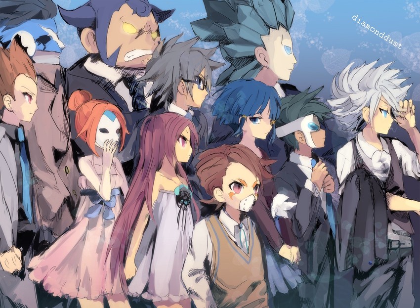 len, suzuno fuusuke, kurakake clara, touchi ai, kurione yuki, and 6 more (inazuma eleven) drawn by yoyoyotto