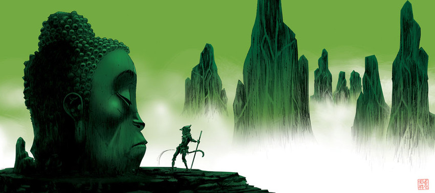 sun wukong and buddha (journey to the west) drawn by jamie_hewlett