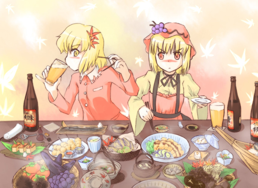 aki minoriko and aki shizuha (touhou) drawn by sakaki_soshi