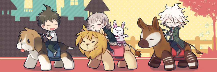 nanami chiaki, komaeda nagito, hinata hajime, and usami (danganronpa and 2 more) drawn by honzumaru