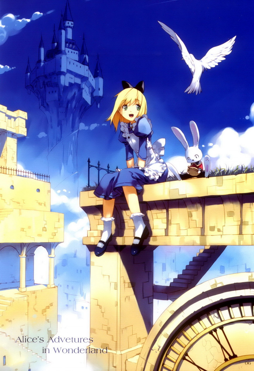 alice and white rabbit (alice's adventures in wonderland) drawn by ueda_ryou