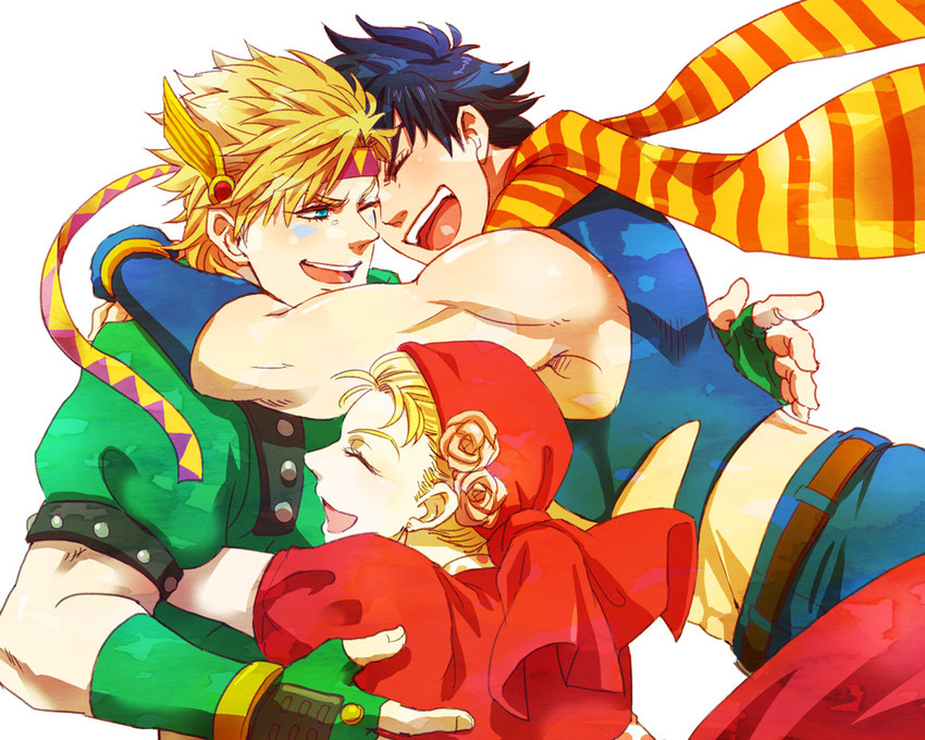 joseph joestar, caesar anthonio zeppeli, and suzi q (jojo no kimyou na bouken and 1 more) drawn by nyorori