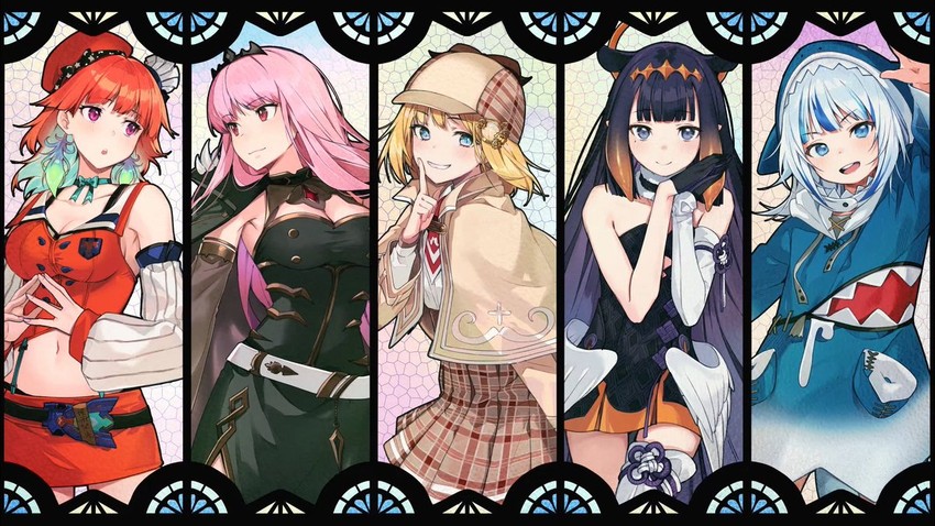 gawr gura, mori calliope, ninomae ina'nis, takanashi kiara, and watson amelia (hololive and 1 more) drawn by ninomae_ina'nis_(artist)