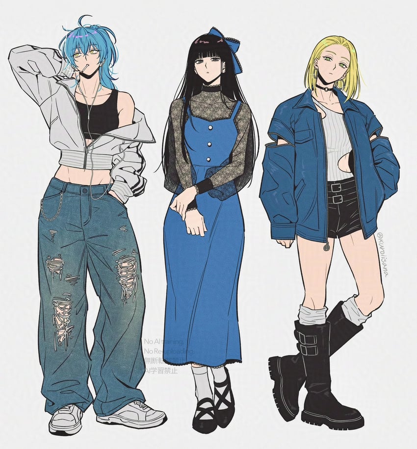 osaragi, akao rion, and kumanomi (sakamoto days) drawn by kuroiisana