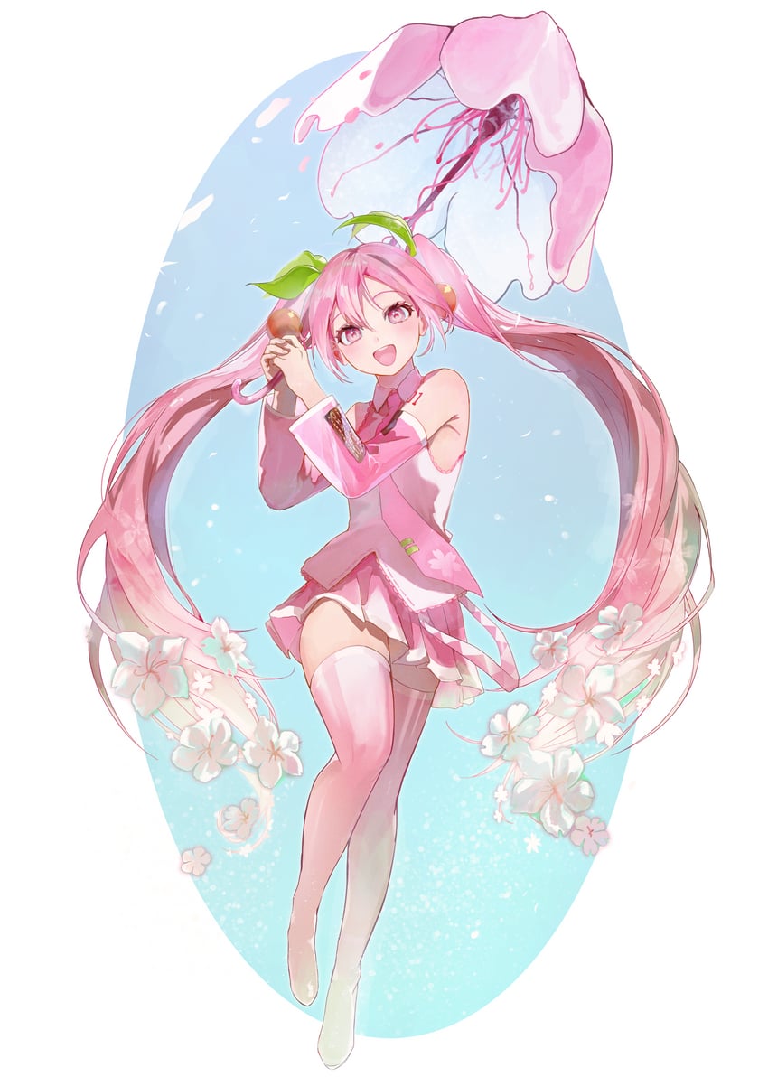 hatsune miku and sakura miku (vocaloid) drawn by a_3me3