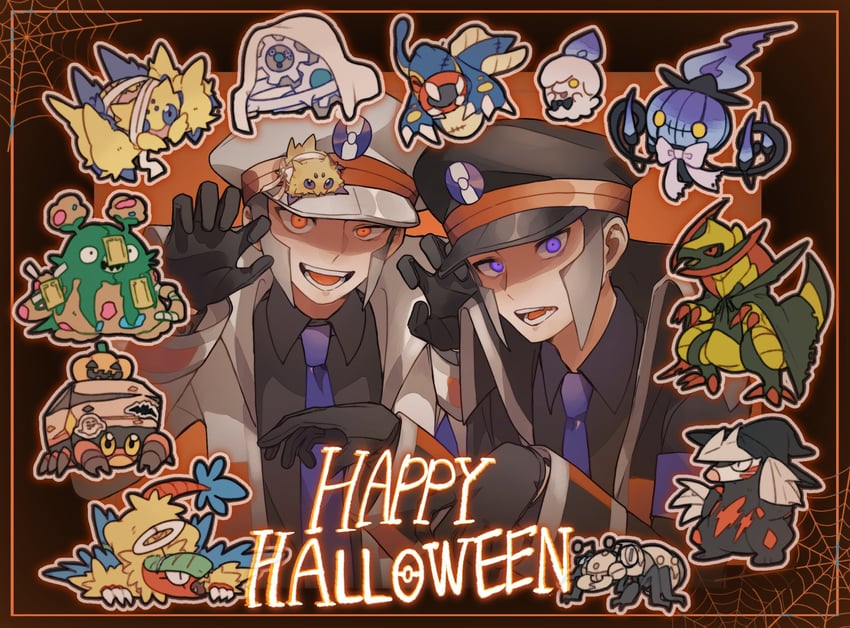 ingo, litwick, chandelure, emmet, joltik, and 9 more (pokemon and 1 more) drawn by musabi_02