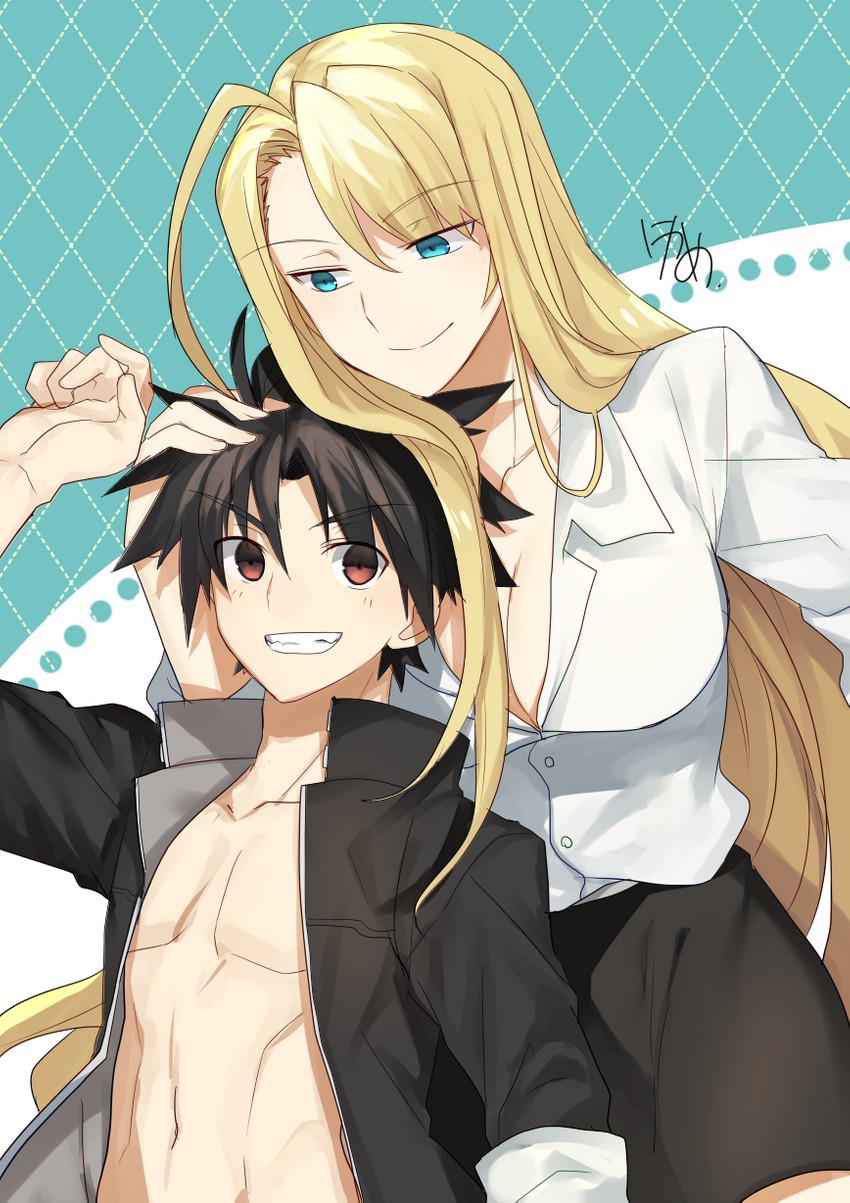 evangeline a.k. mcdowell and konoe touta (uq holder!) drawn by nikame