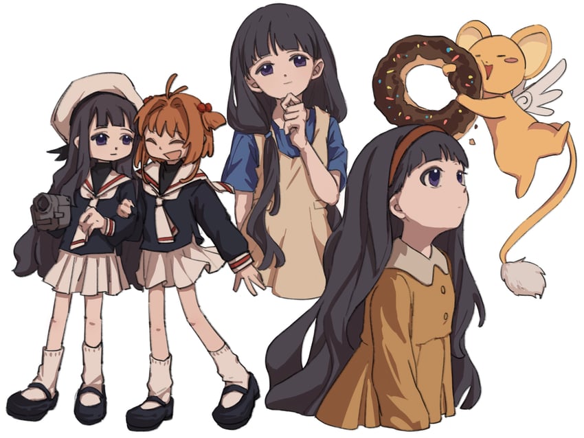kinomoto sakura, kero, and daidouji tomoyo (cardcaptor sakura) drawn by user_cuse4447