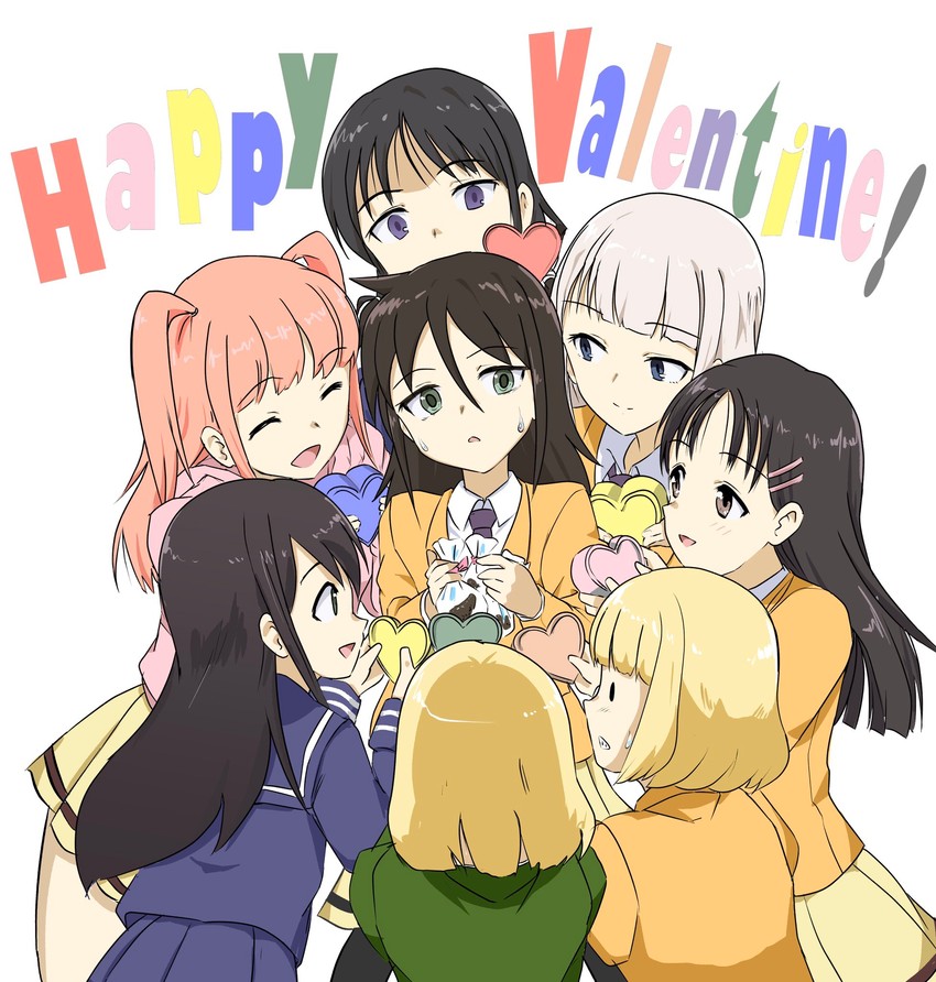 kuroki tomoko, tamura yuri, katou asuka, nemoto hina, uchi emiri, and 3 more (watashi ga motenai no wa dou kangaetemo omaera ga warui!) drawn by motomiki