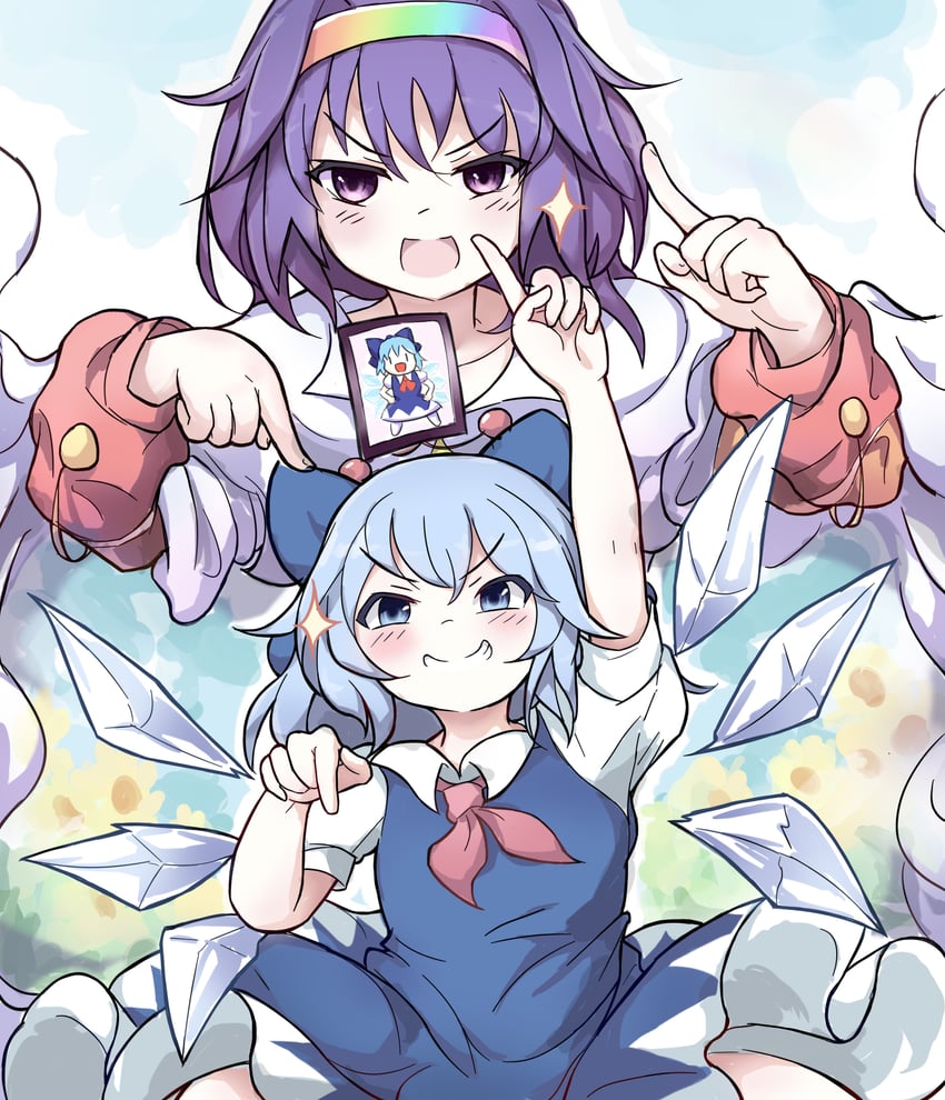 cirno and tenkyuu chimata (touhou and 1 more) drawn by laoshezhang