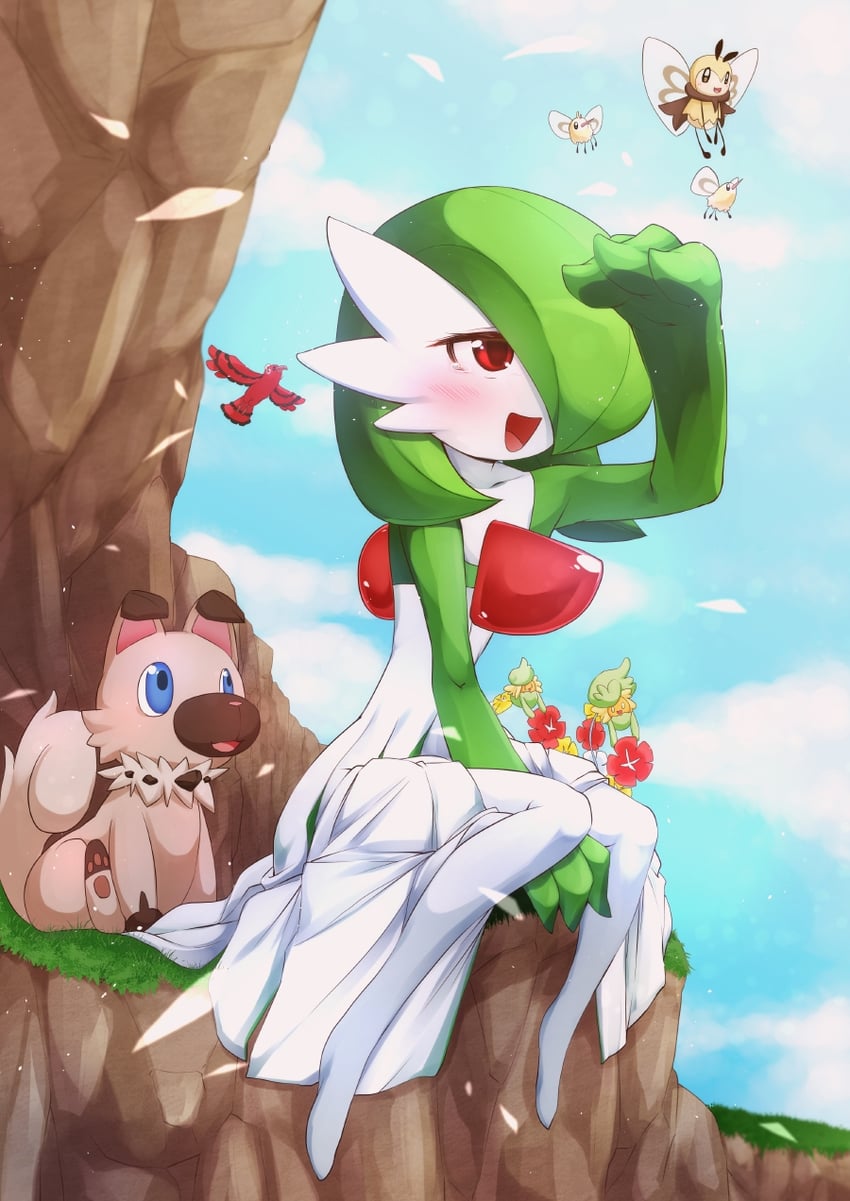 gardevoir, cutiefly, rockruff, ribombee, oricorio, and 1 more (pokemon) drawn by yu_yun