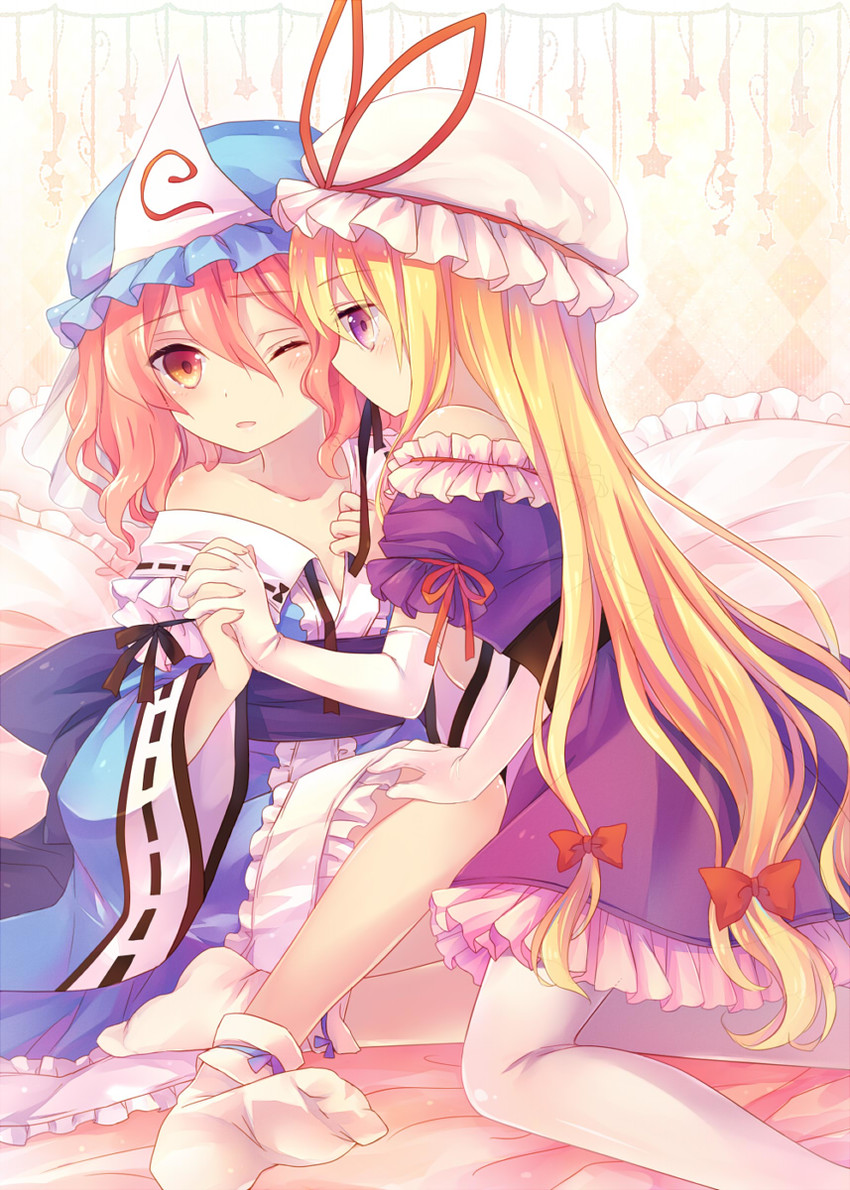yakumo yukari and saigyouji yuyuko (touhou) drawn by lilith_(lilithchan)