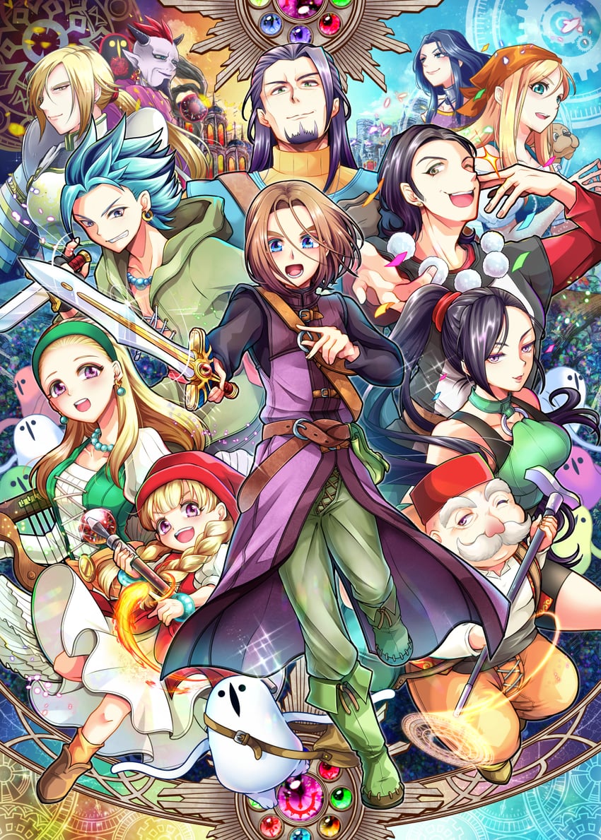 hero, martina, camus, veronica, senya, and 8 more (dragon quest and 1 more) drawn by tiprip_kk