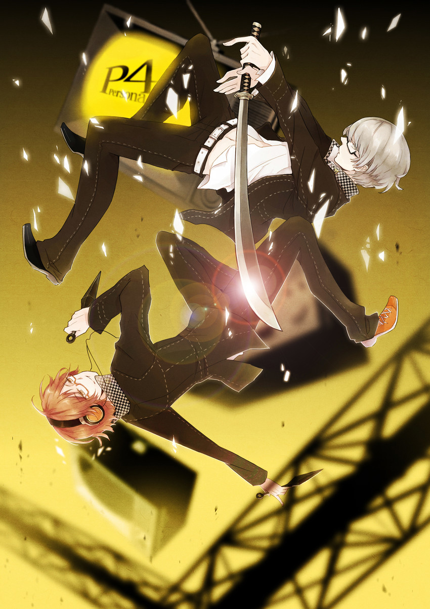 narukami yu and hanamura yousuke (persona and 1 more) drawn by kaguya_ame