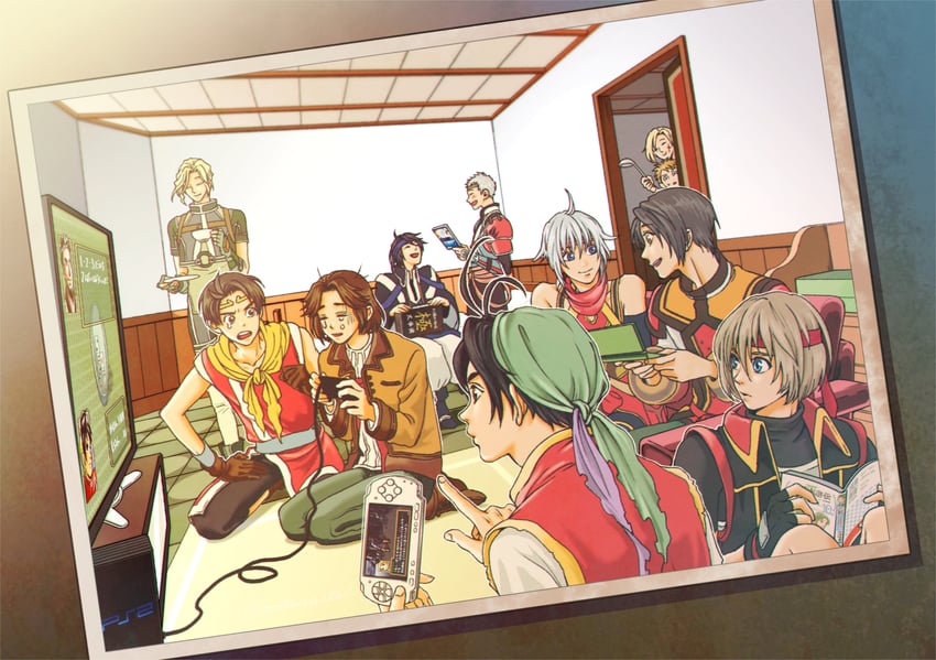 tir mcdohl, freyjadour falenas, riou, lazlo, ted, and 5 more (gensou suikoden and 7 more) drawn by satoko_matsumoto